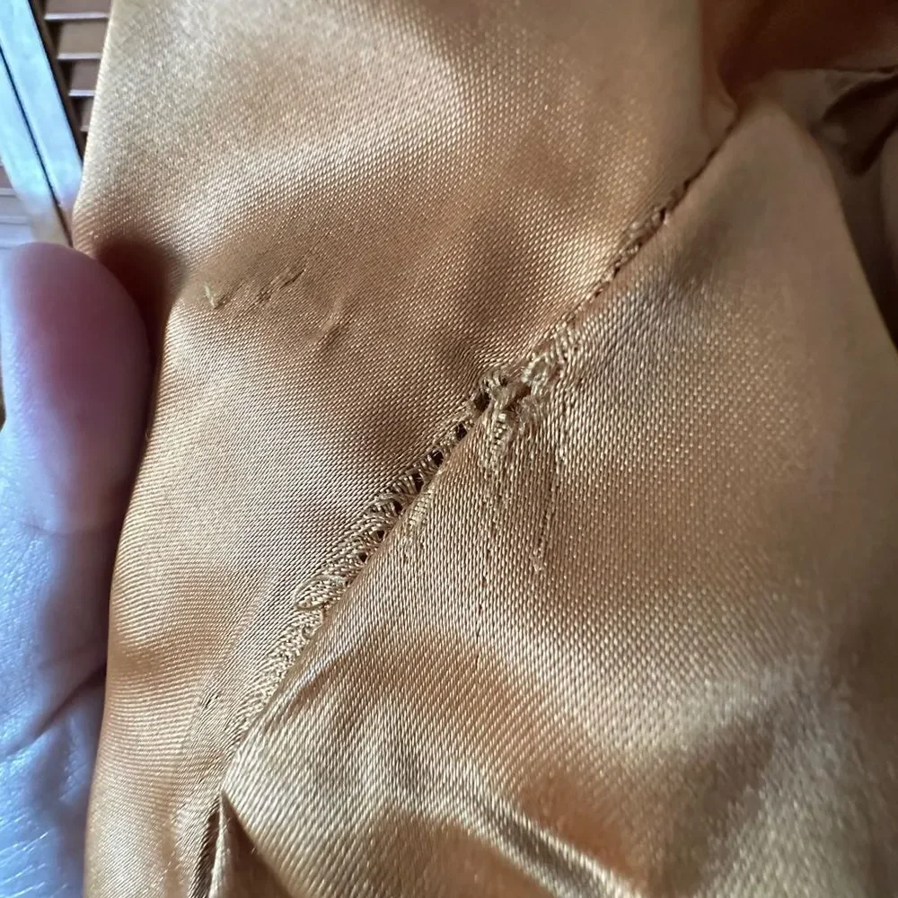 Vintage 1960s Mustard Double-Breasted Trench Coat Satin Lined Wool